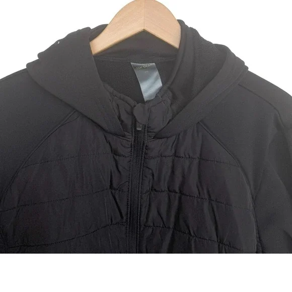 Tek Gear Women's Black Quilted Full Zip Thick Hooded Jacket XXL Coat Athleisure - Picture 3 of 7